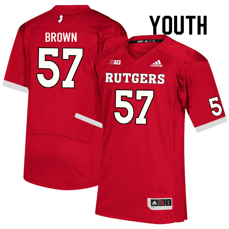 Youth #57 Ireland Brown Rutgers Scarlet Knights College Football Jerseys Sale-Scarlet - Click Image to Close